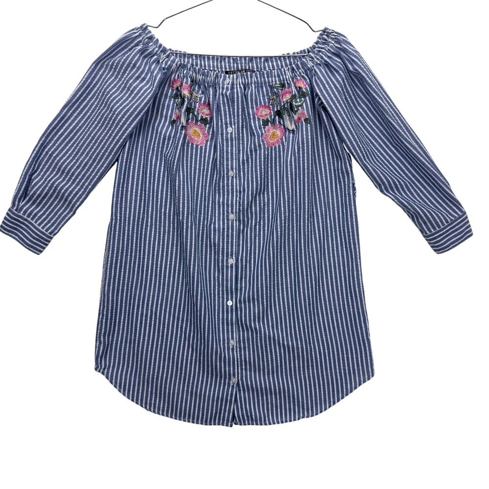 Cotton On Embroidered Off Shoulder Floral Tunic S Cottagecore Striped Boho